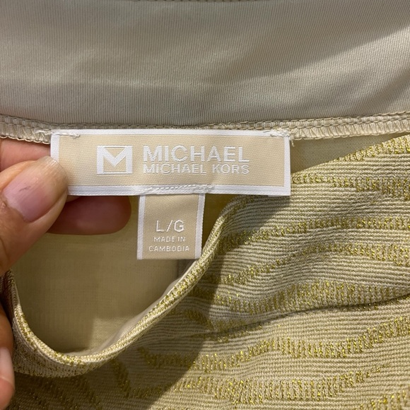 New Without Tag Michael Kors Gold Animal Print Mini Skirt, Size Large - Picture 7 of 12